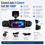 DriveView 360 Pro – Cameră Auto 4 Unghiuri Full HD 1080P cu Vedere Panoramică, Monitor Parcare și Înregistrare în Buclă