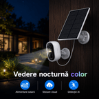 SolarGuard Vision 3MP – Cameră de Supraveghere Exterior Wireless cu Panou Solar, Detectare AI, Vedere Nocturnă Color, Audio Bidirecțional și Protecție IP65
