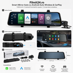 DriveMirror Pro 9.36” – Oglindă Auto Smart cu Wireless CarPlay, Android Auto și Cameră Față-Spate