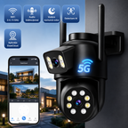 Cameră de Supraveghere Exterior Dual Lens 5G SmartGuard cu AI Detect și Vedere Nocturnă Color