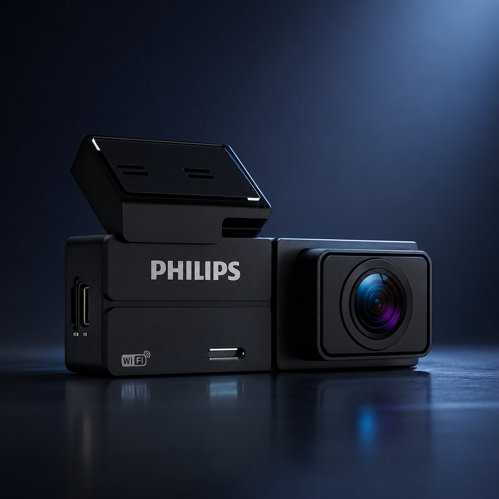 Cameră Auto Philips 2K Ultra HD – Wi-Fi, Aplicație Mobilă și Monitorizare Parcare