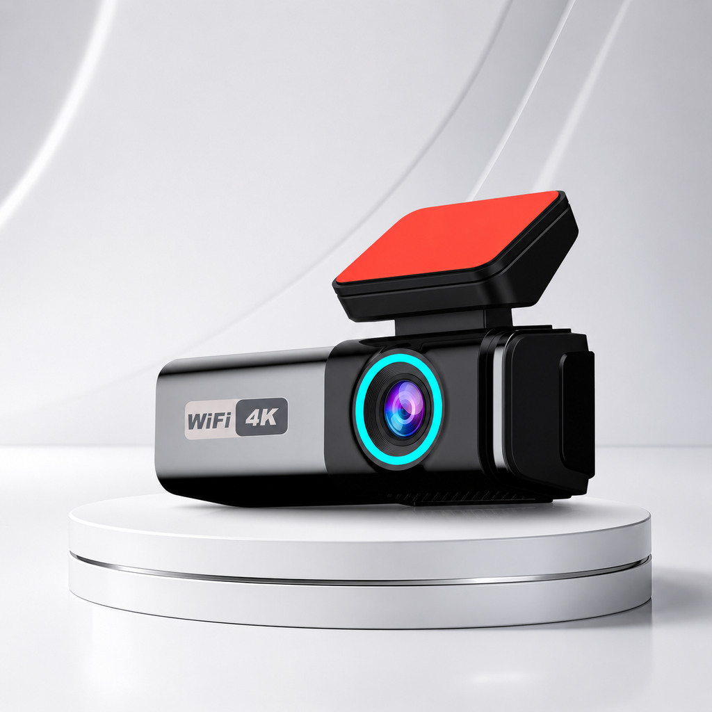 Cameră Auto Duală QOZ, 4K Față + 1080P Spate, Wi-Fi și Aplicație Mobilă, Vedere Nocturnă F2.0, Unghi 140°, Senzor G, Înregistrare în Buclă și Mod Parcare