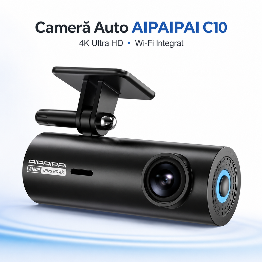 Cameră Auto AIPAIPAI C10 4K UHD, Wi-Fi, Unghi 170°, G-Sensor, Viziune Nocturnă și Mod Parcare 24H