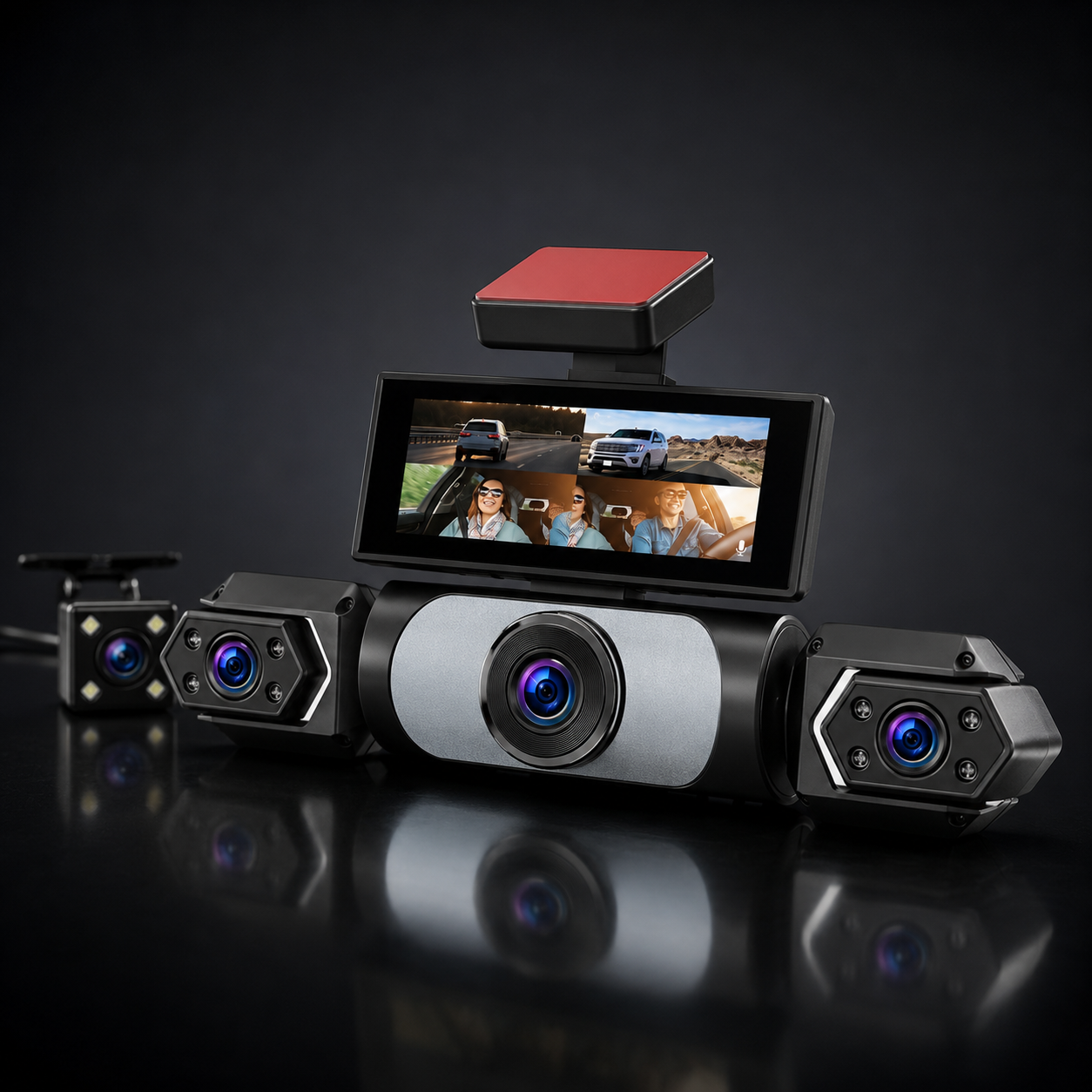 RoadGuard 4X Vision – Cameră Auto 4 Canale Full HD+Card 64GB, Ecran IPS, Night Vision, Asistență Parcare + Card 64GB