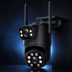 Cameră de Supraveghere Exterior 2K HD cu Lentilă Dublă, WiFi 2.4/5GHz, Rotire Pan-Tilt, Vedere Nocturnă, Detectare Mișcare și Audio Bidirecțional