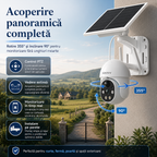 Cameră de Supraveghere Solară WiFi pentru Exterior 1080P HD – Monitorizare Inteligentă, Vedere Nocturnă, Audio Bidirecțional, Detectare Mișcare și Control din Aplicație