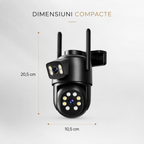 Cameră de Supraveghere Exterior Dual Lens 5G SmartGuard cu AI Detect și Vedere Nocturnă Color