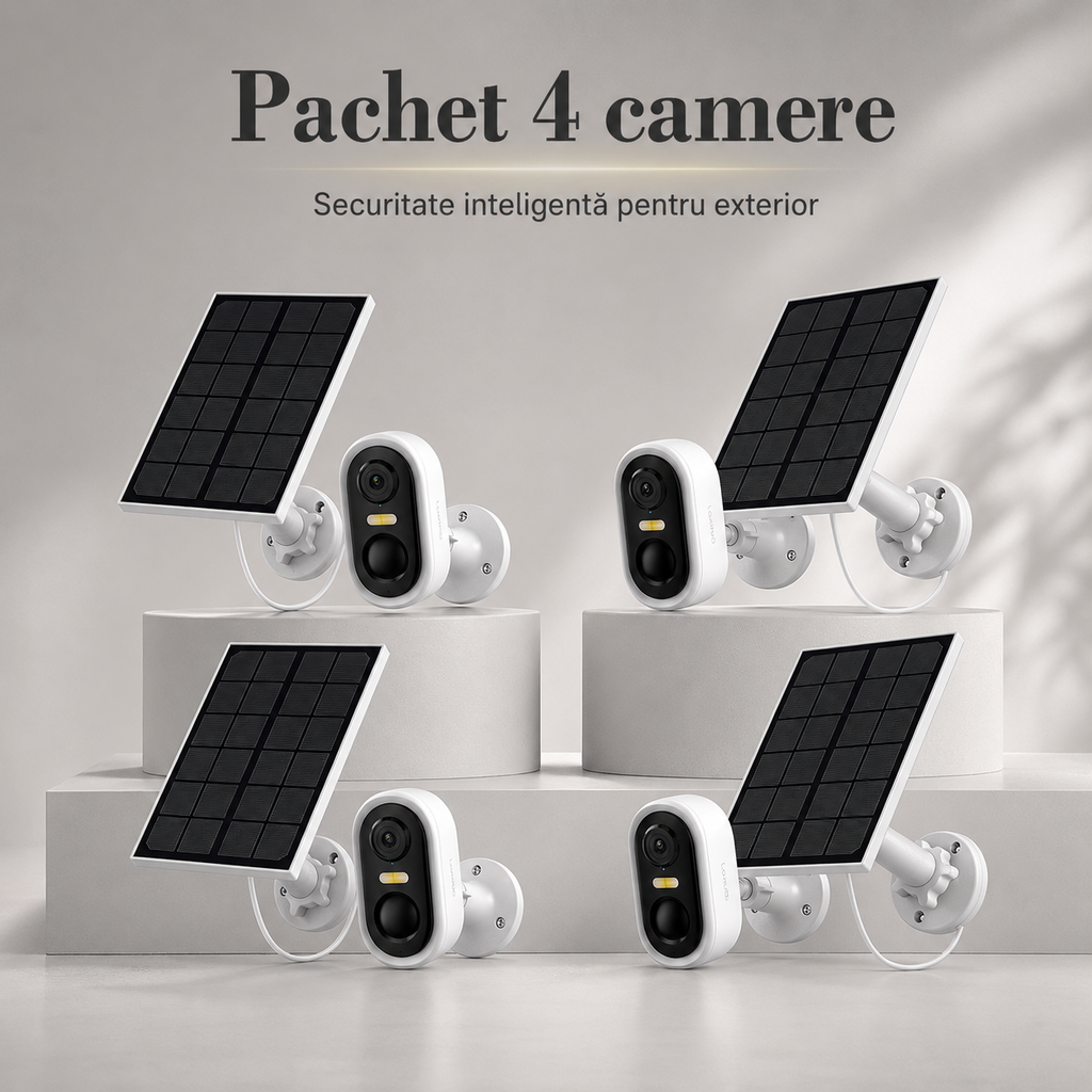 SolarGuard Vision 3MP – Cameră de Supraveghere Exterior Wireless cu Panou Solar, Detectare AI, Vedere Nocturnă Color, Audio Bidirecțional și Protecție IP65