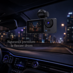 RoadGuard Duo Vision – Cameră Auto Duală Full HD 1080P + Interior 720P, Unghi 170°, Vedere Nocturnă și Monitorizare Parcare